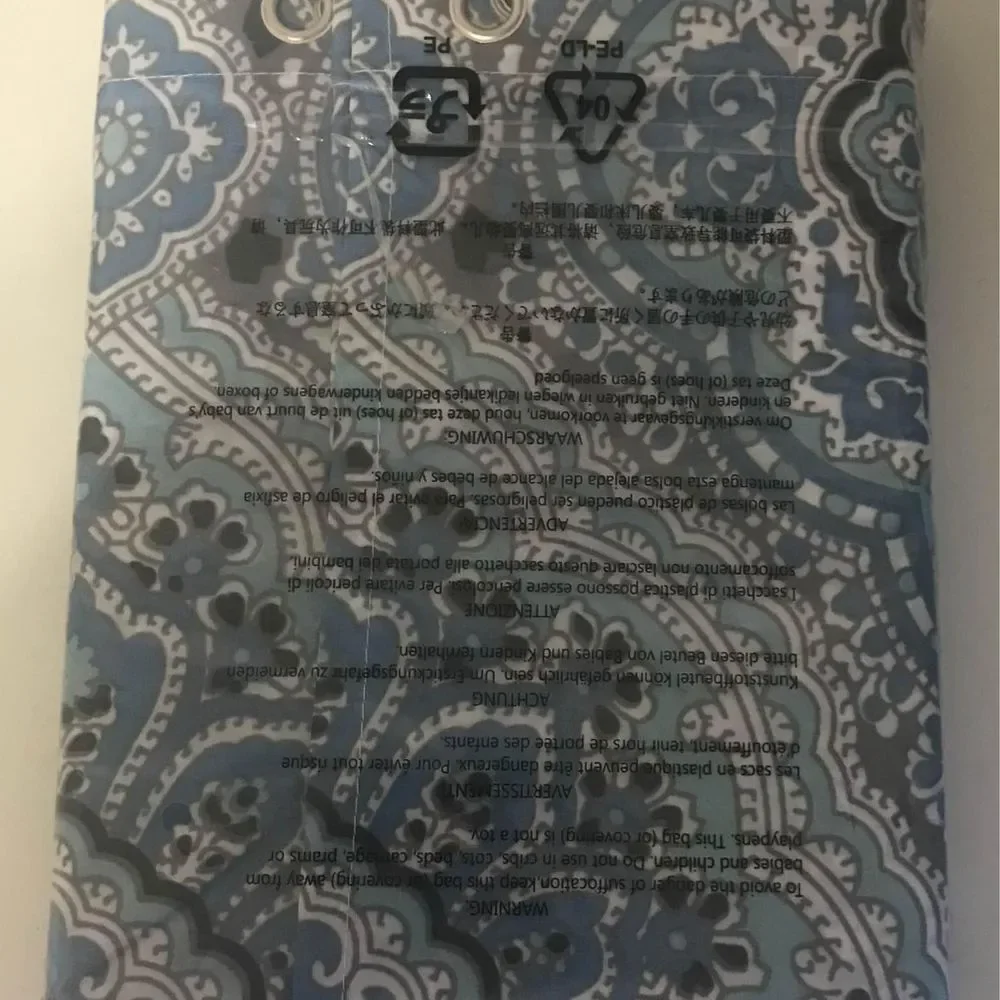 Paisley blue shower curtain with hooks new in package no tags